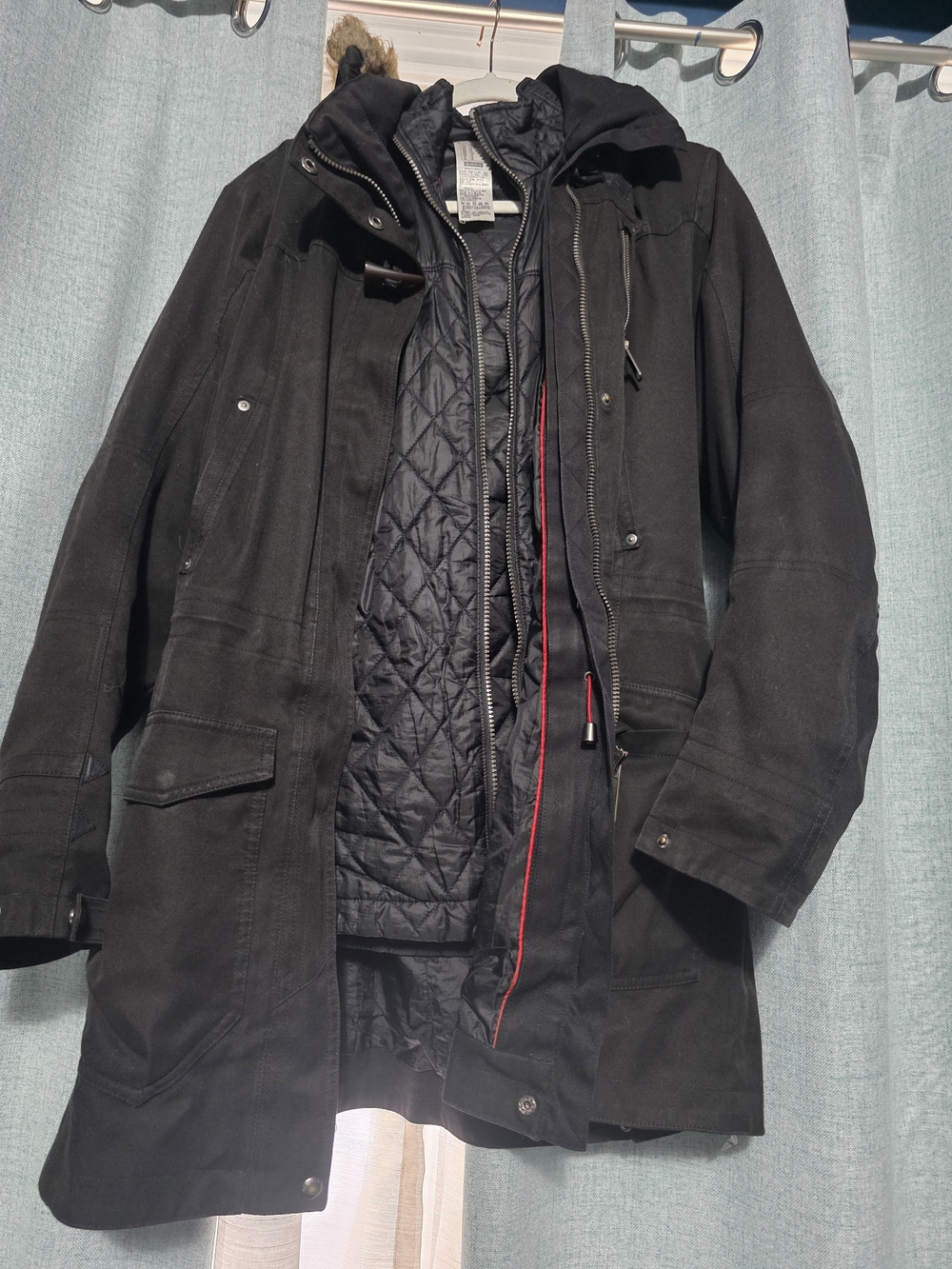 Quechua Black Trench Coat with Quilted Liner